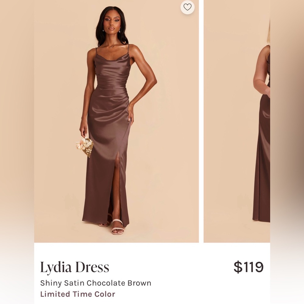 Birdy Grey Lydia Dress shiny Satin Cowl Neck Maxi Dress in Brown